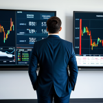 A professional financial analyst, fully clothed in a modest business suit, stands in a modern, sleek office, observing a large, dynamic digital screen displaying several investment charts. Each chart, while representing a different asset class, is depicted with synchronized downward trends during a simulated market crisis, visually emphasizing their hidden correlations. The analyst's expression is thoughtful and insightful, realizing the deceptive nature of superficial diversification. The scene is lit with cool, professional ambient light, highlighting the serious atmosphere. professional photography, high resolution, perfect anatomy, correct proportions, natural pose, well-formed hands, proper finger count, natural body proportions, safe for work, appropriate content, fully clothed, professional dress, family-friendly.