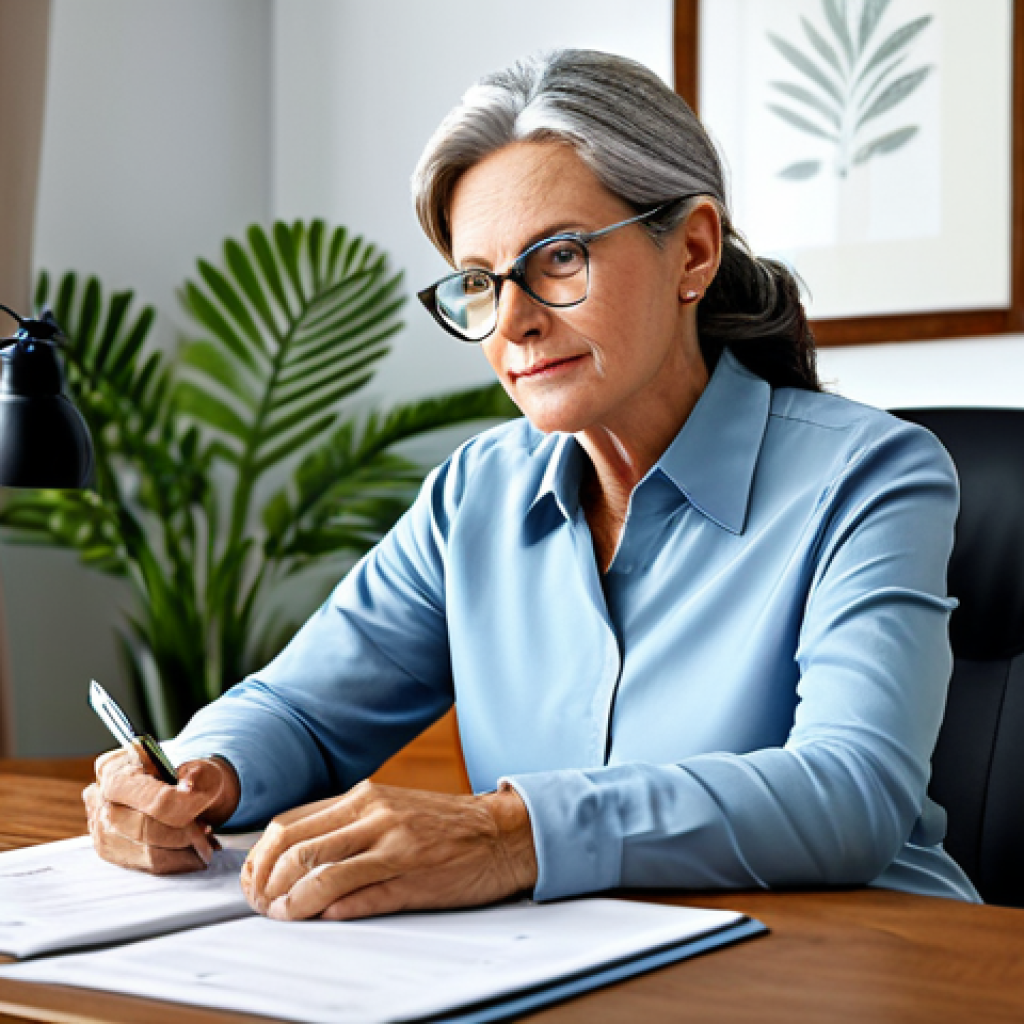 주식과 채권 믹스의 최적화 방법 - Conservative Investor**
"A mature woman (55+) with a calm and confident expression, reviewing finan...