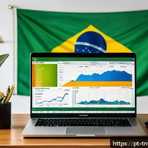 Home 26 분산 투자와 장기 목표 설정 - A modern Brazilian investor’s home office scene, featuring a diverse portfolio displayed on multiple...