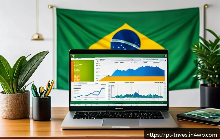 분산 투자와 장기 목표 설정 - A modern Brazilian investor’s home office scene, featuring a diverse portfolio displayed on multiple...
